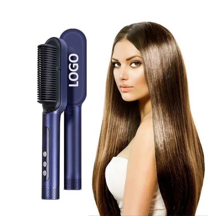 Private Label Portable Anion Hair Comb Brush Straightener